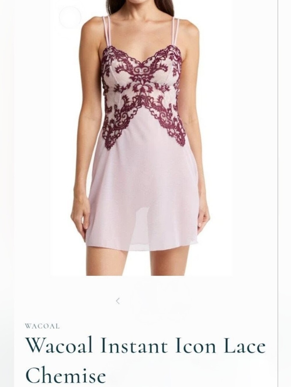 Wacoal Instant Icon Lavender/ Burgundy Chemise S